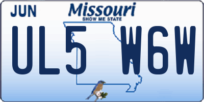 MO license plate UL5W6W