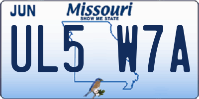 MO license plate UL5W7A