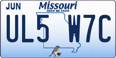 MO license plate UL5W7C