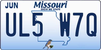 MO license plate UL5W7Q
