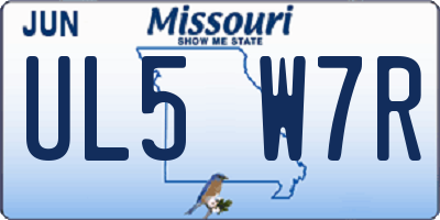 MO license plate UL5W7R