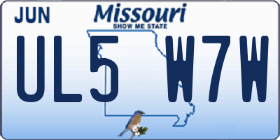 MO license plate UL5W7W