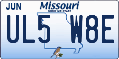 MO license plate UL5W8E