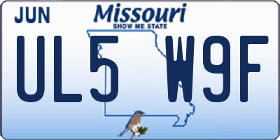 MO license plate UL5W9F