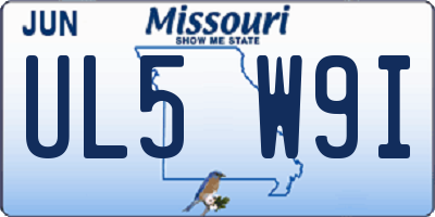 MO license plate UL5W9I