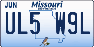MO license plate UL5W9L