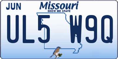 MO license plate UL5W9Q