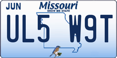MO license plate UL5W9T