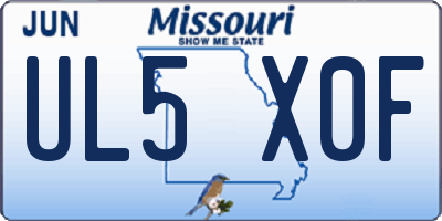 MO license plate UL5X0F