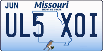 MO license plate UL5X0I