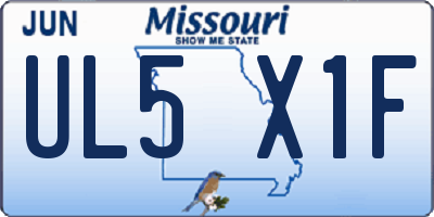 MO license plate UL5X1F