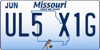 MO license plate UL5X1G
