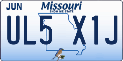 MO license plate UL5X1J