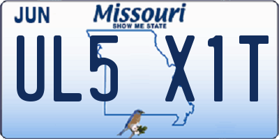 MO license plate UL5X1T