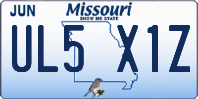MO license plate UL5X1Z