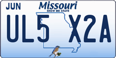 MO license plate UL5X2A