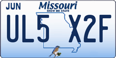 MO license plate UL5X2F