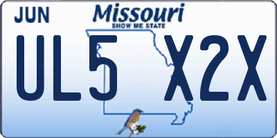 MO license plate UL5X2X