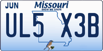 MO license plate UL5X3B