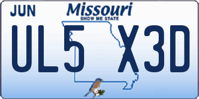 MO license plate UL5X3D