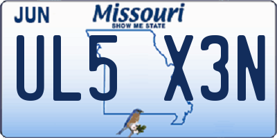 MO license plate UL5X3N
