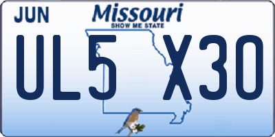 MO license plate UL5X3O