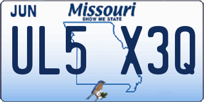 MO license plate UL5X3Q