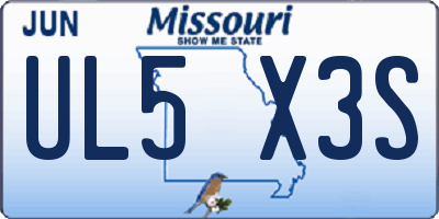 MO license plate UL5X3S
