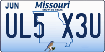 MO license plate UL5X3U