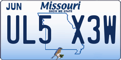 MO license plate UL5X3W