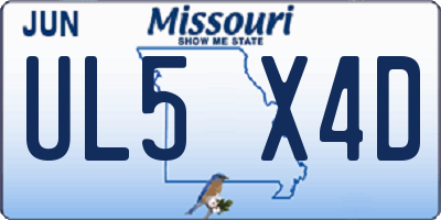 MO license plate UL5X4D