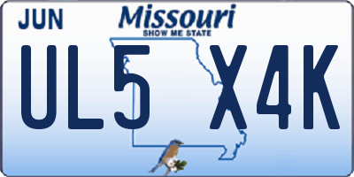 MO license plate UL5X4K