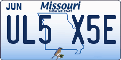 MO license plate UL5X5E