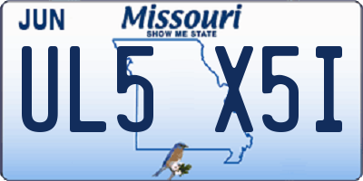 MO license plate UL5X5I