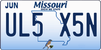 MO license plate UL5X5N