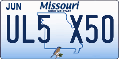 MO license plate UL5X5O