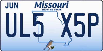 MO license plate UL5X5P