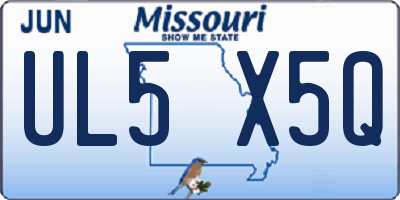 MO license plate UL5X5Q