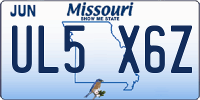 MO license plate UL5X6Z