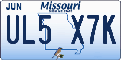 MO license plate UL5X7K