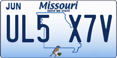 MO license plate UL5X7V