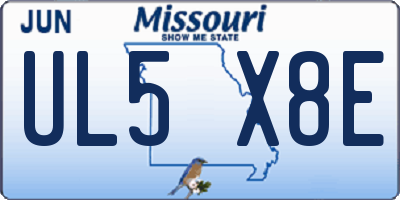 MO license plate UL5X8E
