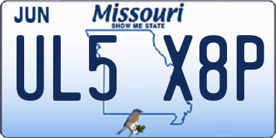 MO license plate UL5X8P