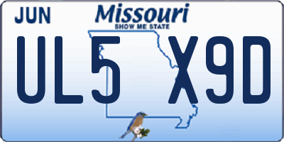 MO license plate UL5X9D
