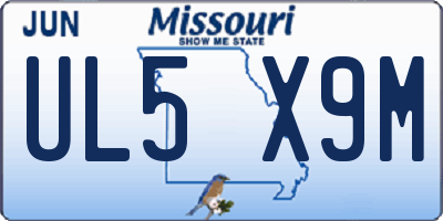 MO license plate UL5X9M