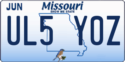 MO license plate UL5Y0Z