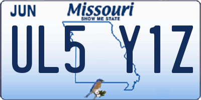 MO license plate UL5Y1Z