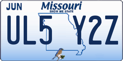 MO license plate UL5Y2Z