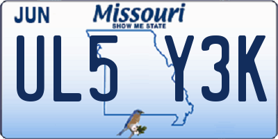 MO license plate UL5Y3K
