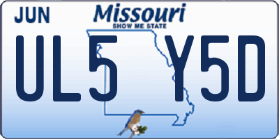 MO license plate UL5Y5D